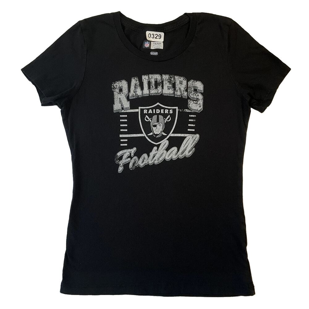 NFL Team Apparel Women Shirt S Black Sports Logo Crew Neck Pullover Short Sleeve